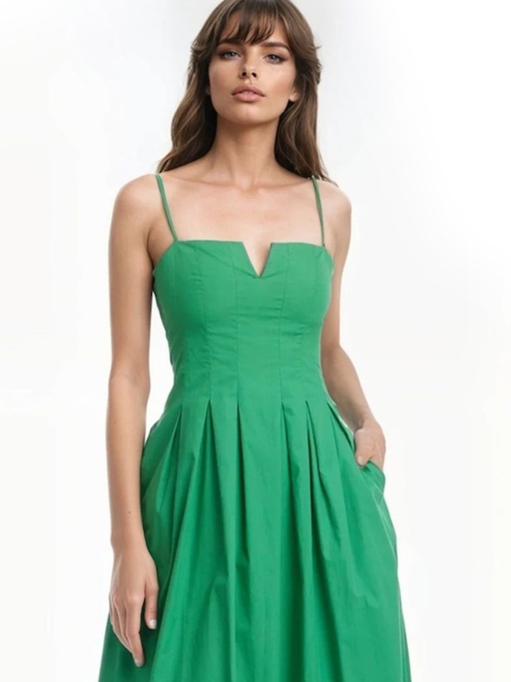 Badgley Mischka Pleated Poplin Dress - Picture 2 of 6